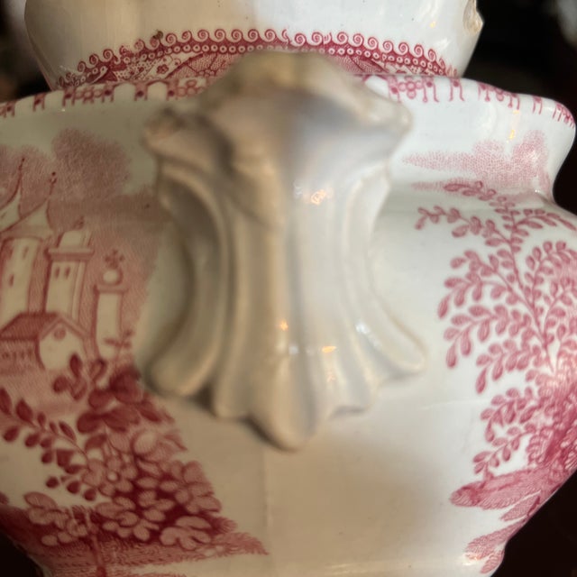 1960s Vintage Old British Castles Pink Small Tureen, Repurposed Vase For Sale - Image 5 of 12