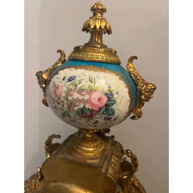 Turquoise Antique Sevres Clock For Sale - Image 8 of 12