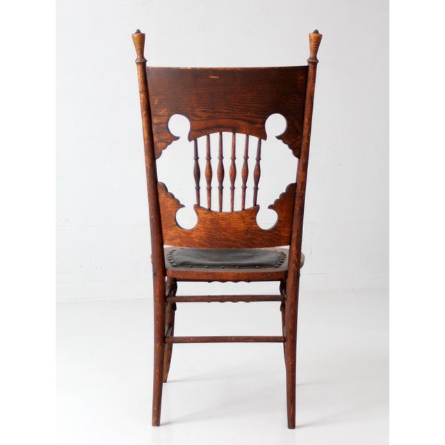 Antique Eastlake Victorian Side Chair With Leather Seat For Sale - Image 13 of 17