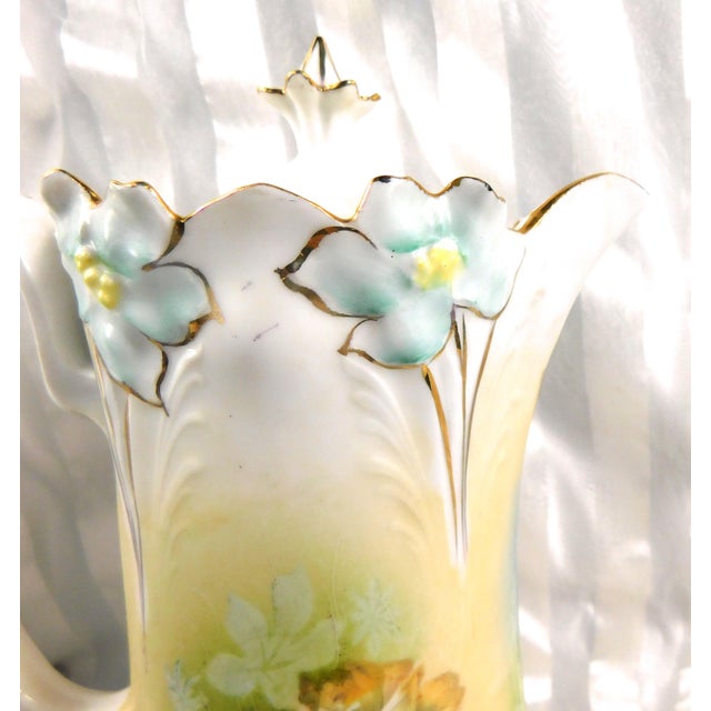 1920s Unmarked Floral Chocolate Pot Set With Six Cups For Sale - Image 9 of 13