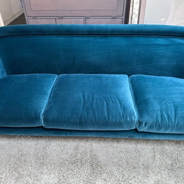 Jonathan Adler Bacharach Velvet Sofa, Peacock Blue For Sale - Image 9 of 12