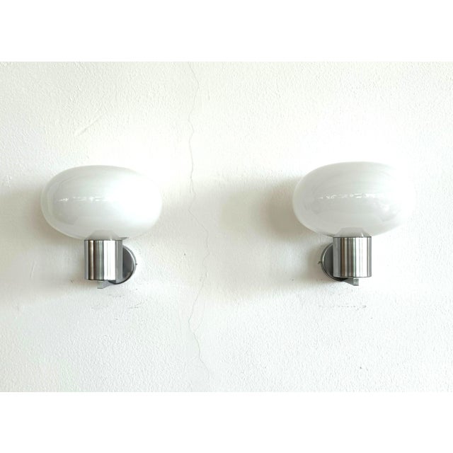 Mid-Century Modern Italian Wall Sconces in Murano Glass and Chrome from Fontana Arte, 1970s, Set of 2 For Sale - Image 12 of 18