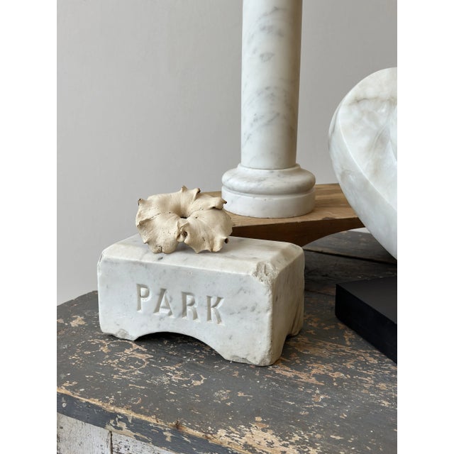 American Antique Marble Block Engraved "Park," Circa Early 20th Century For Sale - Image 3 of 11