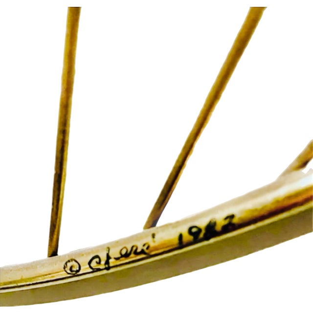 Metal Iconic Curtis Jere World Globe Torch-Cut Brutalist Abstract Metal Art Brass Wall Sculpture, a Pair For Sale - Image 7 of 14