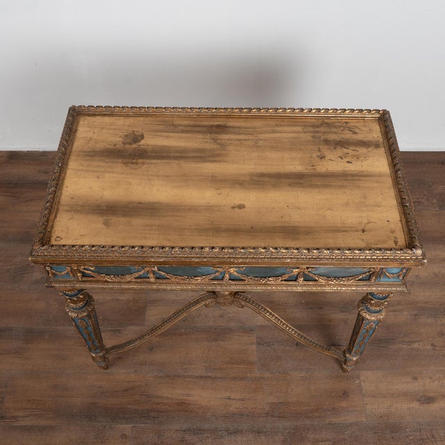 19th Century Swedish Giltwood & Blue Side Table With Hidden Storage For Sale - Image 18 of 18
