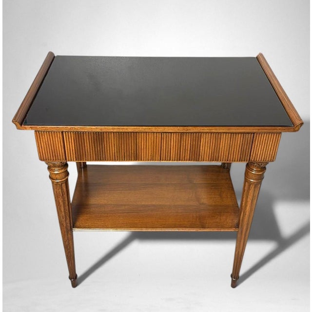 Mid-Century Modern Pair of Italian Wooden Nightstands With Black Glass Tops For Sale - Image 10 of 18
