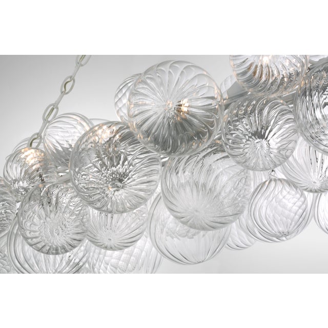Visual Comfort Julie Neill for Visual Comfort Signature Talia Large Linear Chandelier in Plaster White with Clear Swirled Glass For Sale - Image 4 of 6