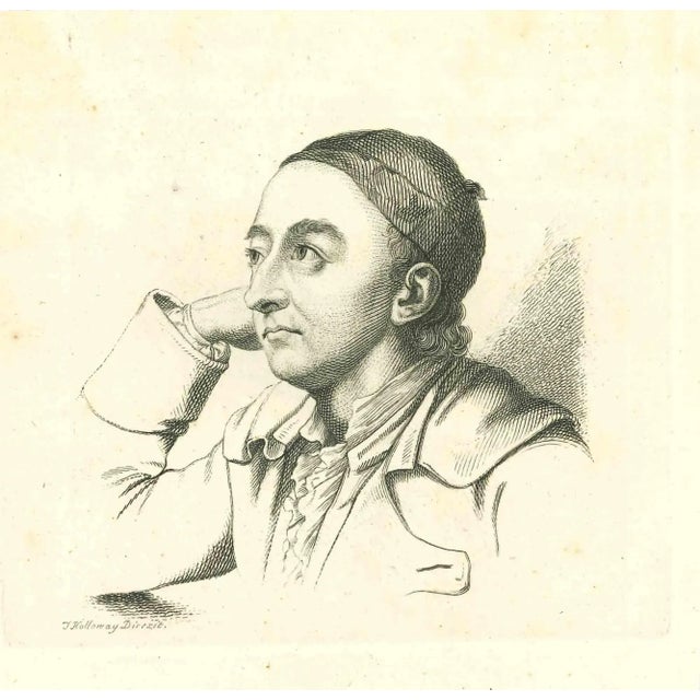 Portrait is an original artwork realized by Thomas Holloway (1748 - 1827). Original Etching from J.C. Lavater's "Essays on...