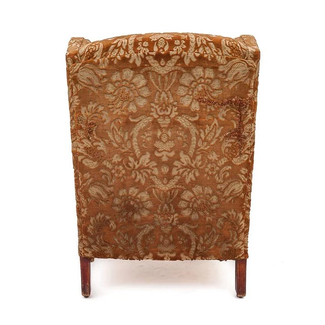 Tan Silk Velvet Lounge Chair, 1900s For Sale - Image 8 of 12