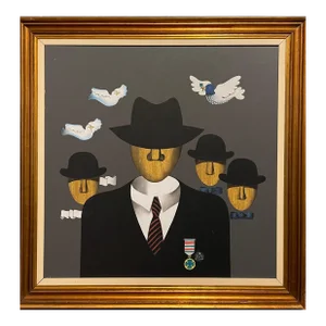 1988 Carlos Kis Surrealist Brazilian Figurative Painting on Formica Board