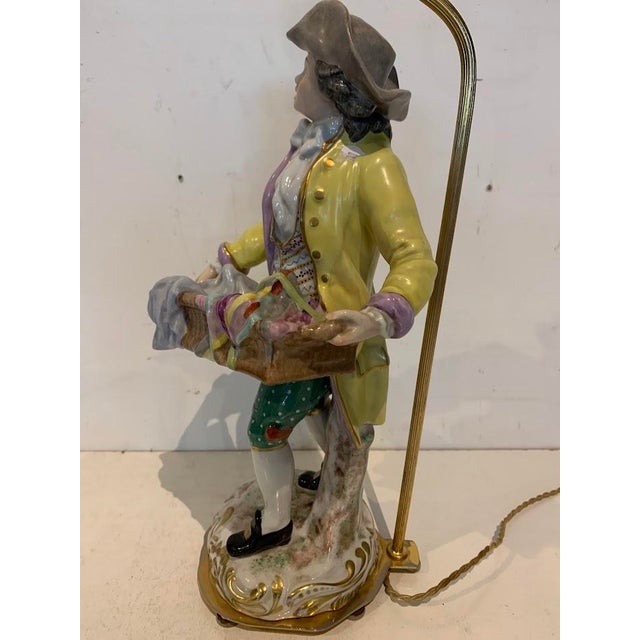 Polychrome Porcelain Group Mounted as a 20th Century Lamp For Sale - Image 6 of 10