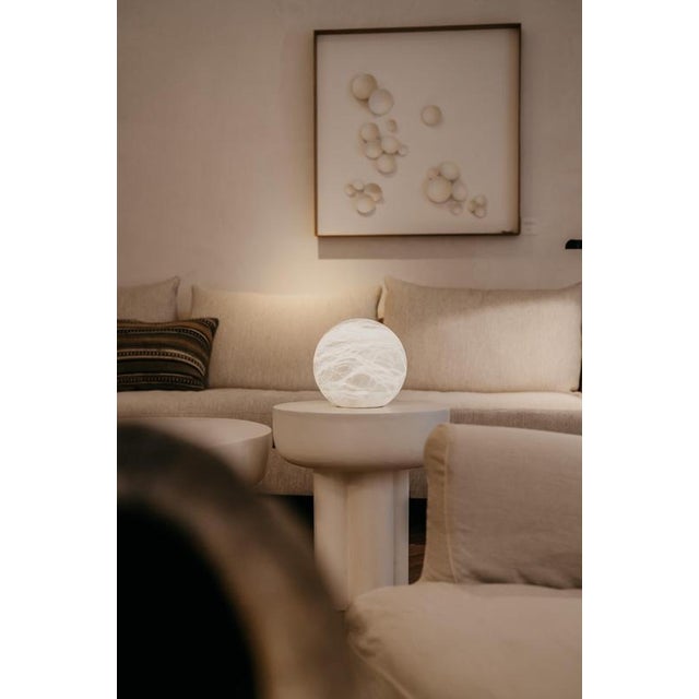 Wireless Moon Small Table Lamp by United Alabaster For Sale - Image 14 of 18