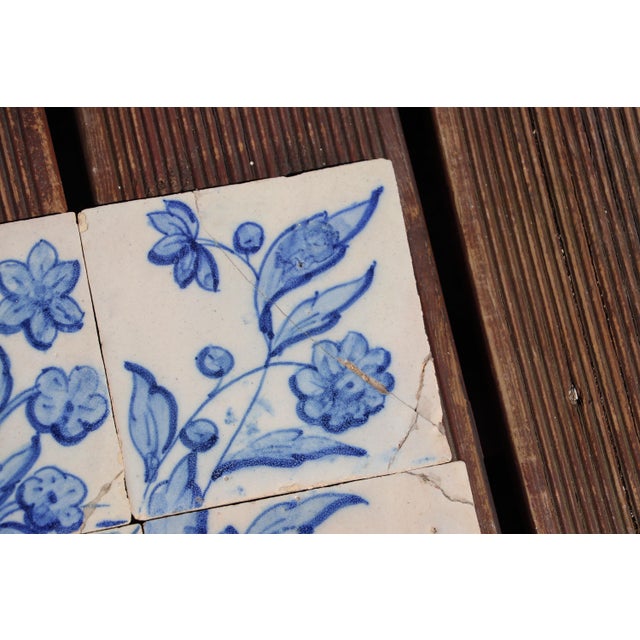 Tile Mural Panel Depicting a Baroque Jardinière With Flowers, Portuguese, 18th Century For Sale - Image 4 of 13