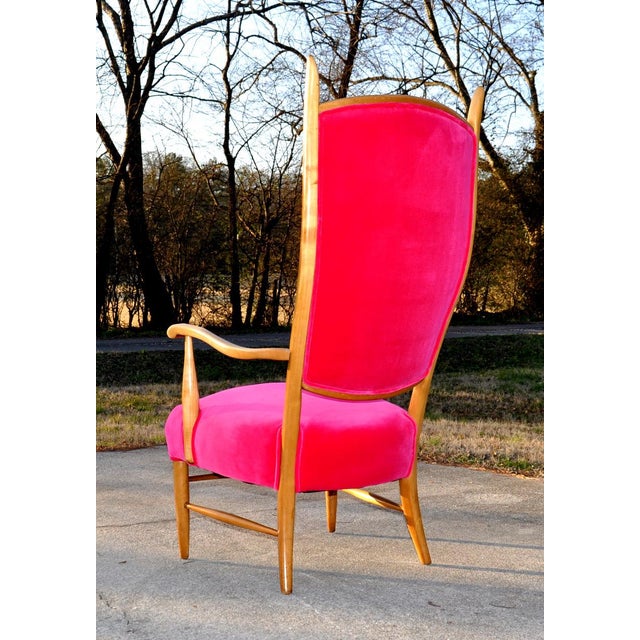 1950s Edward Wormley for Dunbar High Back Upholstered Arm Chair in Fuchsia Pink Velvet Chairish