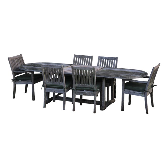 Gloster Teak Outdoor Dining Table With Six Chairs For Sale