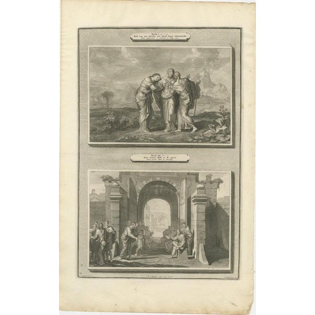 Baroque Pieter Mortier, Ruth and Naomi and Boaz Takes Ruth as His Wife, 1700, Engraving For Sale - Image 3 of 12