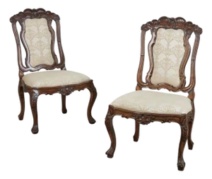 Pair of 18th C Portuguese Rococo Hardwood Side Chairs