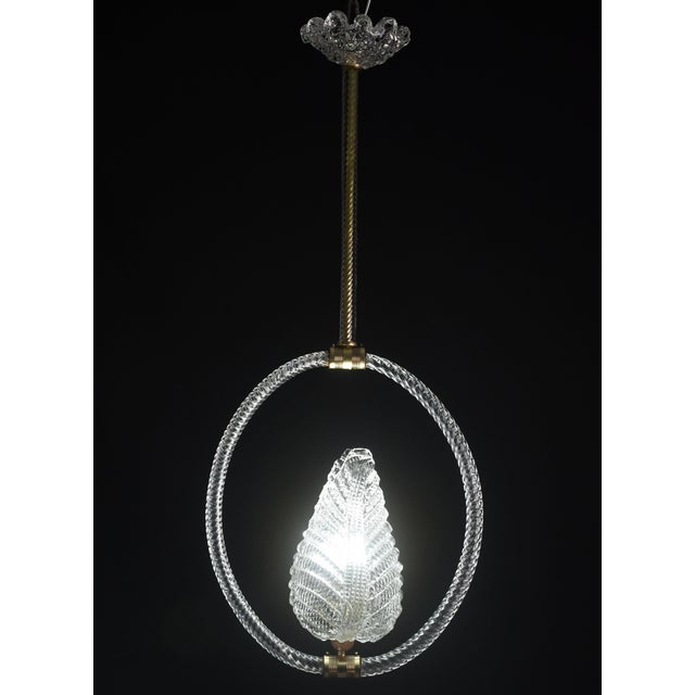 1940s 1940s Charming Transparent Art Decò Barovier E Toso Pendant Light Murano Glass For Sale - Image 5 of 12