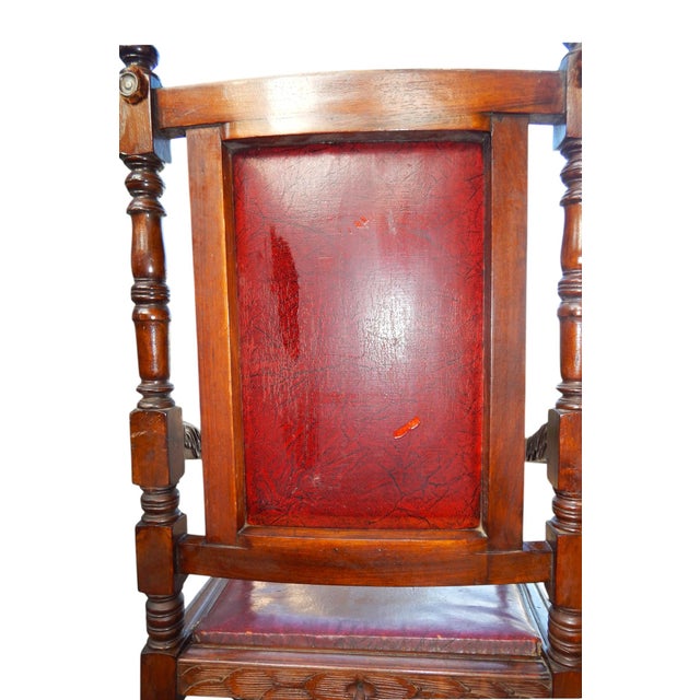 Wood Ornately Hand Carved English 19th Century Antique Mahogany Chair For Sale - Image 7 of 13