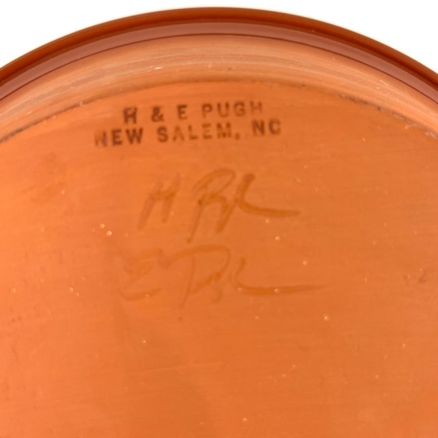 1996 Vintage Hand Thrown H & E Pugh Redware Bowl Signed Southwestern Style Art Pottery For Sale In Nashville - Image 6 of 9