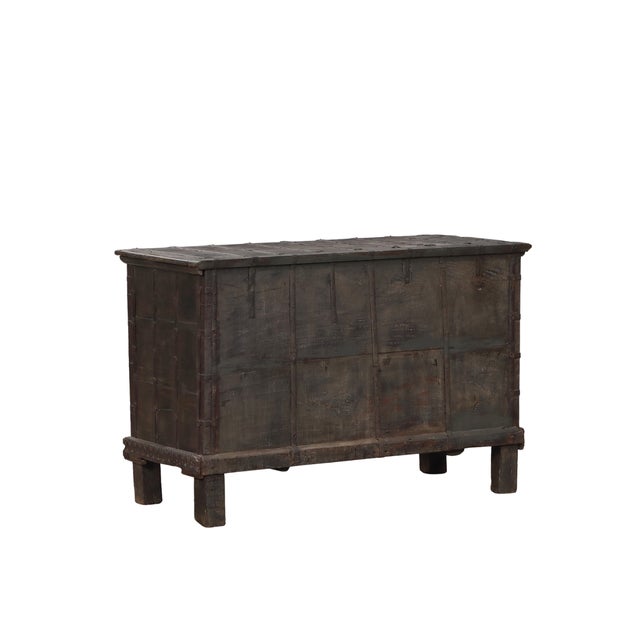 Brown Antique Indian Teakwood Pitara Chest Console For Sale - Image 8 of 8