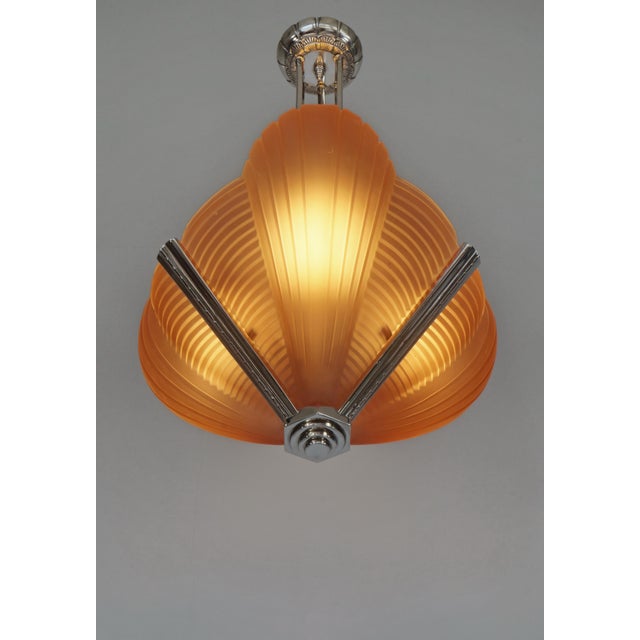 French Art Deco Chandelier by Petitot 1930 France For Sale - Image 6 of 13