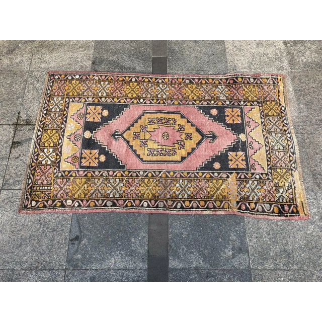 1960s Distressed Vintage Floral Turkish Rug - 2′11″ × 4′11″ For Sale - Image 5 of 11