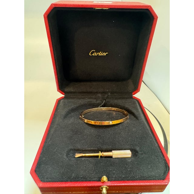 Gold Authentic Cartier Love 6 Diamonds 18 Kt Rose Gold , Size 15 , Box + Certificate For Sale - Image 8 of 18