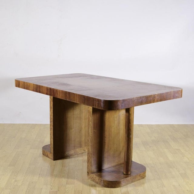 Art Deco Table in Elm Burl and Mahogany, 1930s For Sale - Image 4 of 18