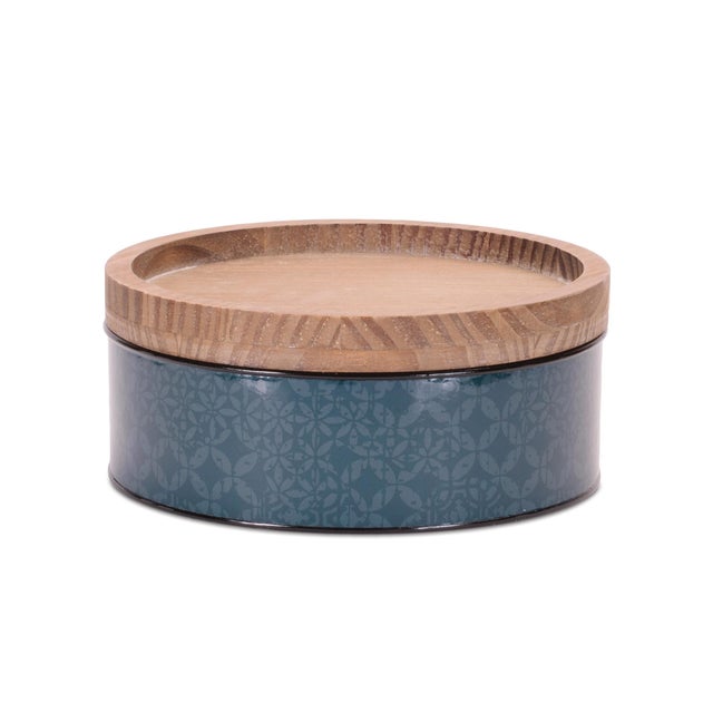 Contemporary Blue Canisters (Set of 2) For Sale - Image 3 of 5