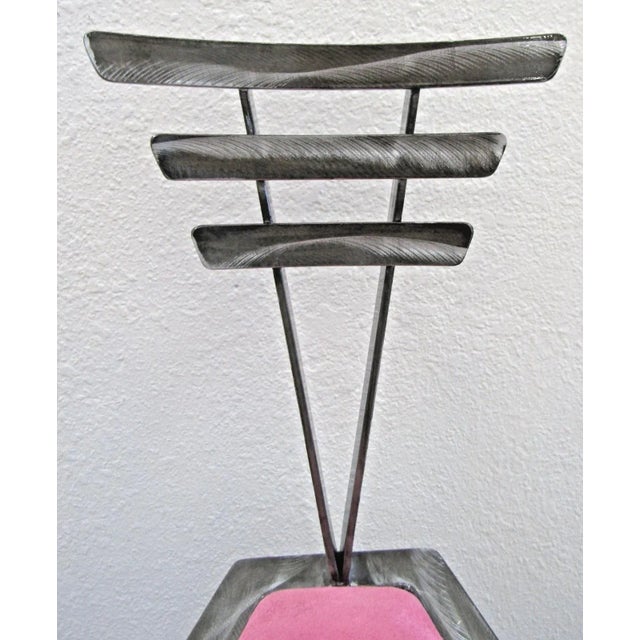 Postmodern 1990s Postmodern Contemporary Welded Steel Artist Signed Accent Chair For Sale - Image 3 of 17