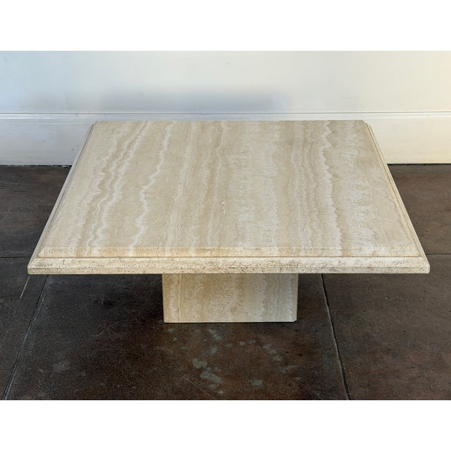 Vintage Italian 1980's Solid Travertine Coffee Table For Sale - Image 9 of 11