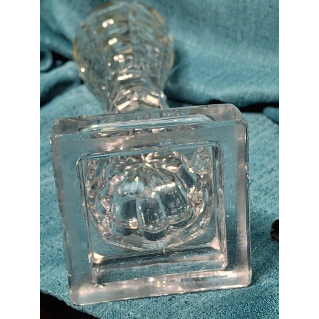 Antique 14" Tall Victorian Cut Glass Oil Lamp Fluid Burner Snuff Caps C1880 For Sale - Image 11 of 11