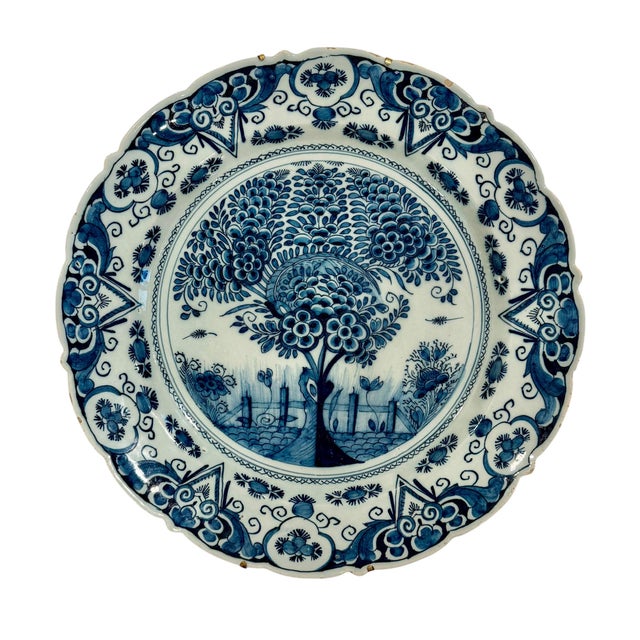 Asian 18th Century Dutch Delftware Tea Tree Charger For Sale - Image 3 of 4