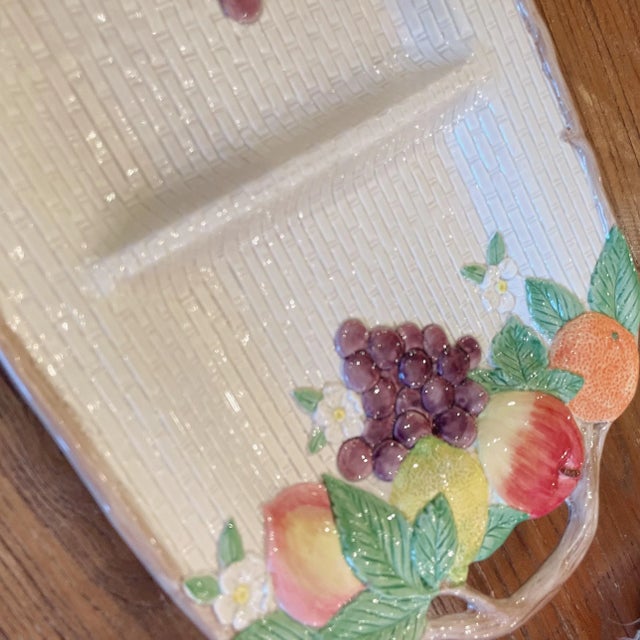 Fitz and Floyd Late 20th Century Fitz and Basket Weave "Fruit Garden" Platter For Sale - Image 4 of 8
