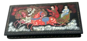 1970s Russian Lacquer Box With a Troika Scene