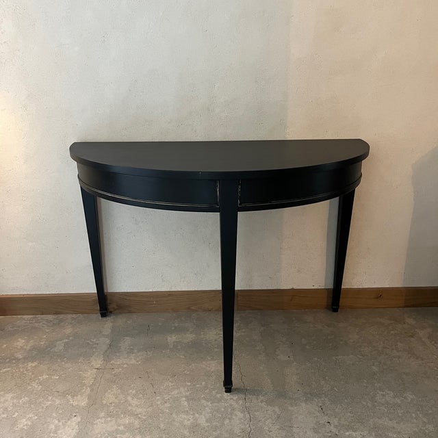Half-Moon Console Table in Black Patinated Wood For Sale - Image 6 of 6