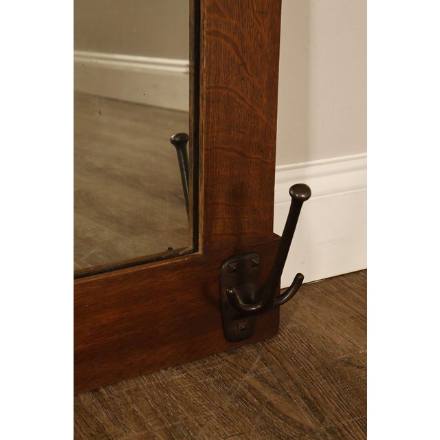 Gustav Stickley Antique Mission Oak Wall Mirror With Coat Hooks #66 For Sale - Image 11 of 18