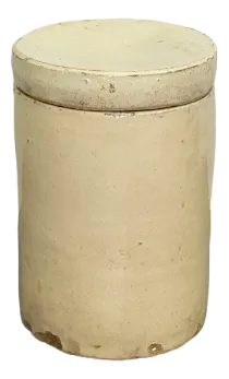 Large Antique Crème Glazed Jar with Lid