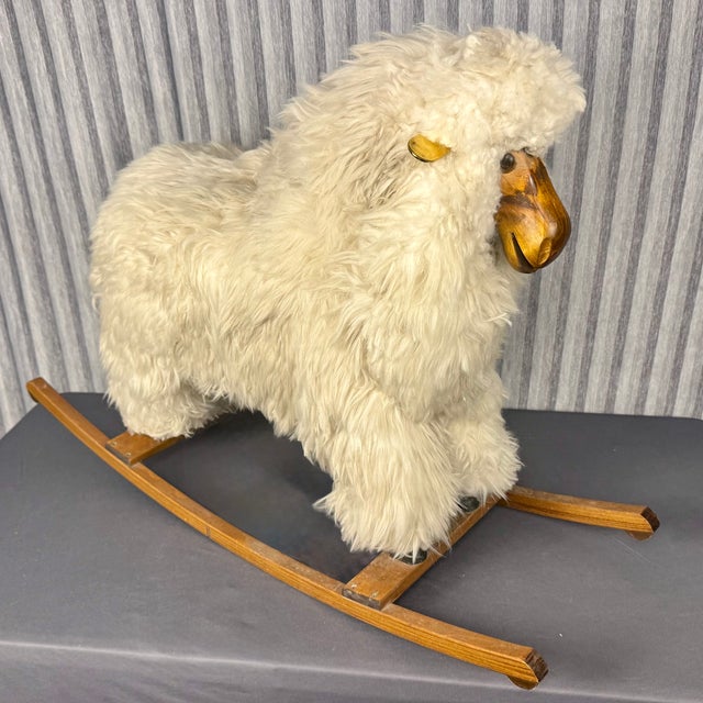 Mid-Century Styled Child's Rocking Sheep probably originally made in the 1980s or 90s. It is in wonderful condition for...