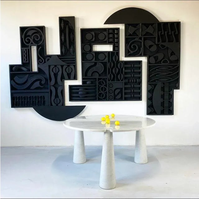 Rare round white Carrara marble dining table by Angelo Mangiarotti, which is part of the Eros series for Skipper, Italy,...