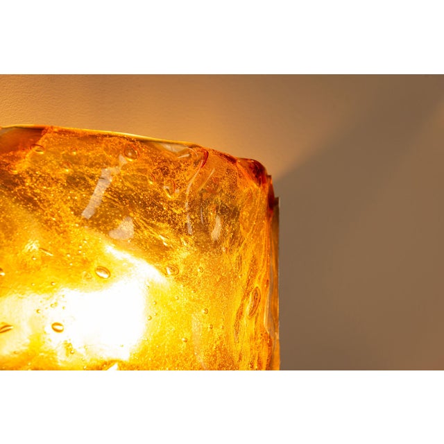 Wall Appliques in Amber Glass and Metal, Italy, 1970s, Set of 6 For Sale - Image 14 of 16
