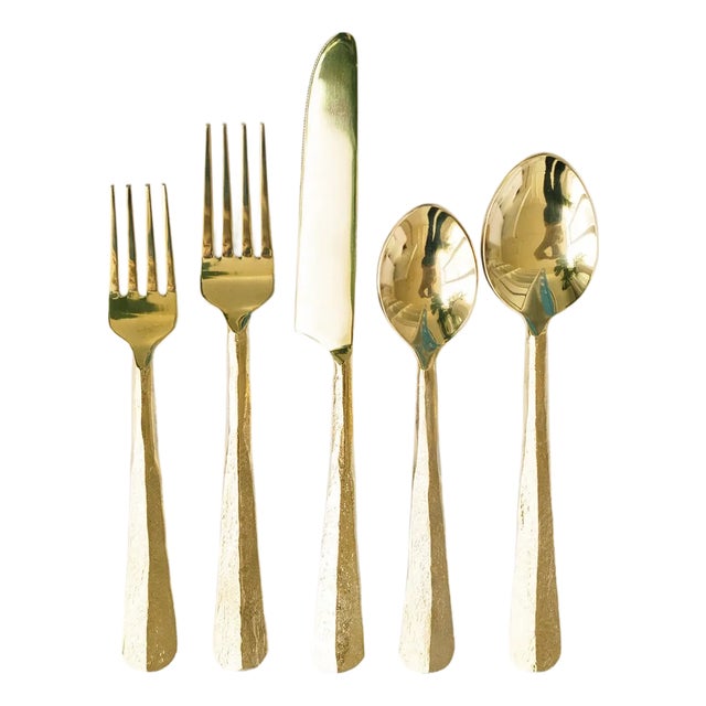 Forged Flatware - Gold, 6-Piece Set For Sale