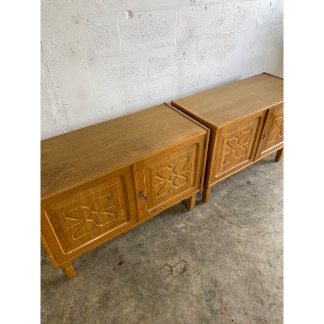 Henning Kjaernulf Oak Brutalist Danish Side Tables or Nightstands For Sale In Miami - Image 6 of 7