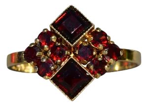 The Amwell: Ladies Signed 14K Mid Century Cocktail Ring set with Garnet