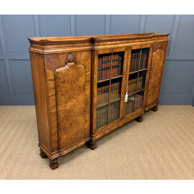 Large Burr Walnut Bookcase, 1900 For Sale - Image 11 of 18