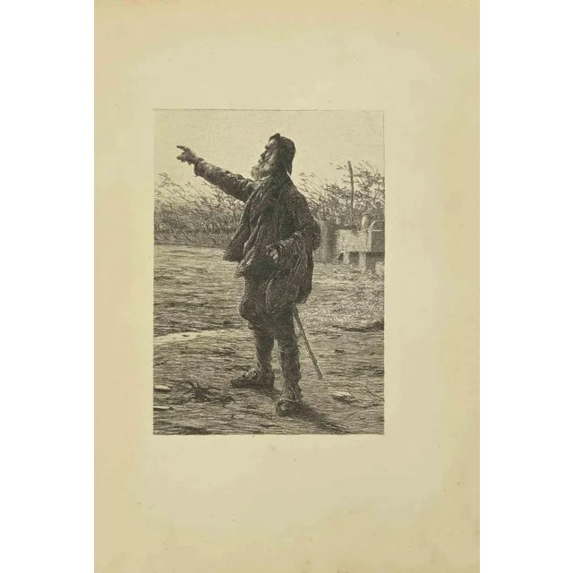 The Beggar is an etching realized by Eugène Burnard (1850-1921) in the Late 19th century. Good conditions with foxing. The...
