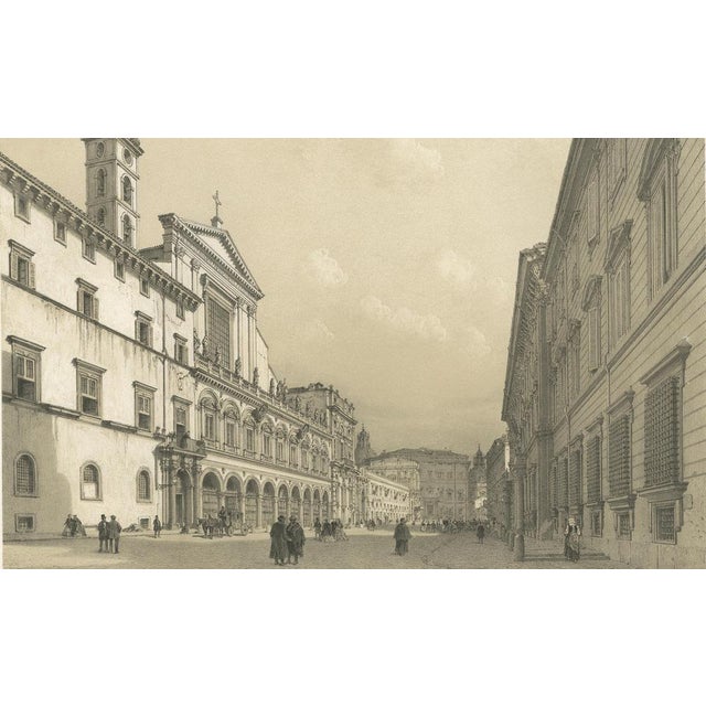 Gold Benoist, Rome Piazza Santi Apostoli Grand Architectural View, 1869, Print For Sale - Image 8 of 10