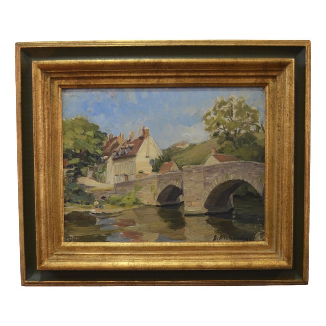 Suzanne Dechamps, Stone Bridge, France, 1920s, Oil on Panel For Sale