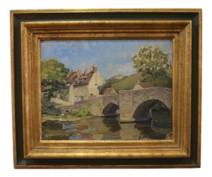 Suzanne Dechamps, Stone Bridge, France, 1920s, Oil on Panel